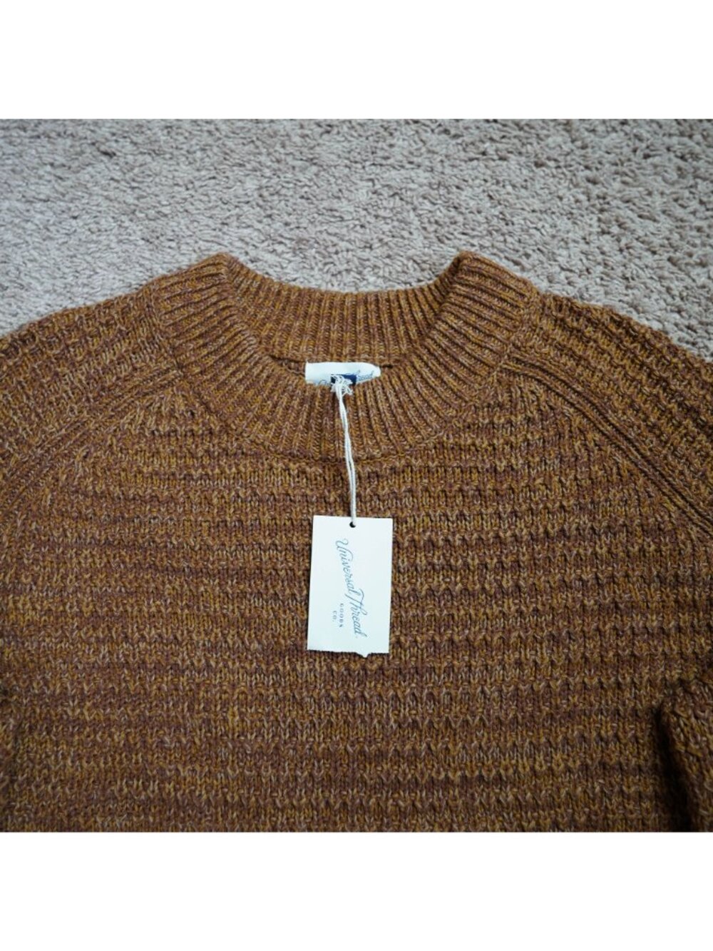 NWT Universal Thread Cropped Sweater Womens XXL Brown Marled Knit Crewneck Boho - Picture 3 of 9